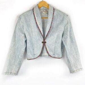 VTG 90s Mixed Blues Light Wash Crop Denim Jacket